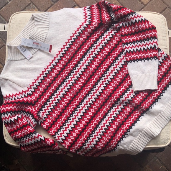 TALBOTS Chalet Fair Isle Thermolite + wool + cotton blend sweater size L - Picture 2 of 14